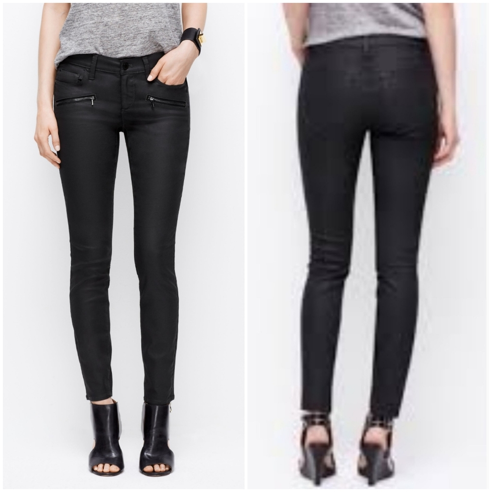LOFT Wax Coated Modern Skinny Faux Leather Jeans 4